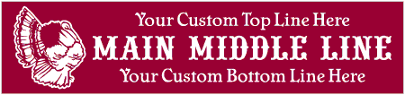 3-Line Old-Fashioned Custom Text Thanksgiving Banner with Turkey
