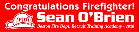 Congratulations Firefighter Graduation Banner with Helmet