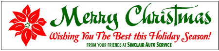 Merry Christmas Script Banner with Poinsettia