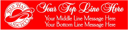 Red Hat Society Banner with 1 Main Line and 2 Secondary Lines