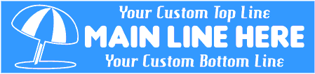 Striped Beach Umbrella Custom 3-Line Banner