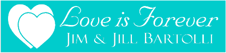 Love is Forever Wedding Banner with Overlapping Hearts