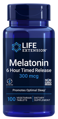 Melatonin 6 Hour Timed Release (300 mcg, 100 vegetarian tablets)