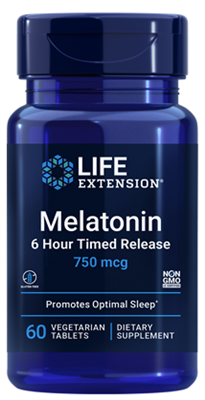 Melatonin 6 Hour Timed Release (750 mcg, 60 vegetarian tablets)