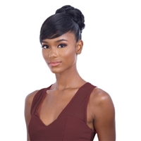 Glamourtress, wigs, weaves, braids, half wigs, full cap, hair, lace front, hair extension, nicki minaj style, Brazilian hair, crochet, hairdo, wig tape, remy hair, Lace Front Wigs, Remy Hair, Freetress Equal Synthetic Bun and Swoop Side Bang - FANCY BUN