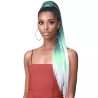 Glamourtress, wigs, weaves, braids, half wigs, full cap, hair, lace front, hair extension, nicki minaj style, Brazilian hair, crochet, hairdo, wig tape, remy hair, Lace Front Wigs, Bobbi Boss Human Hair Blend Tress Up Ponytail - MOD011 YAKY STRAIGHT 32