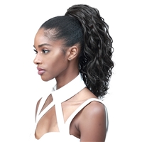 Glamourtress, wigs, weaves, braids, half wigs, full cap, hair, lace front, hair extension, nicki minaj style, Brazilian hair, crochet, hairdo, wig tape, remy hair, Lace Front Wigs, Bobbi Boss Human Hair Blend Tress Up Ponytail - MOD018 OCEAN WAVE 14