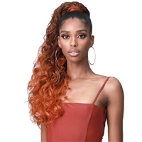 Glamourtress, wigs, weaves, braids, half wigs, full cap, hair, lace front, hair extension, nicki minaj style, Brazilian hair, crochet, hairdo, wig tape, remy hair, Lace Front Wigs, Bobbi Boss Human Hair Blend Tress Up Ponytail - MOD021 OCEAN WAVE 28