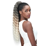 Glamourtress, wigs, weaves, braids, half wigs, full cap, hair, lace front, hair extension, nicki minaj style, Brazilian hair, crochet, hairdo, wig tape, remy hair, Lace Front Wigs, Bobbi Boss Human Hair Blend Tress Up Ponytail - MOD029 CRIMP CURL 26