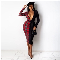 Glamourtress, wigs, weaves, braids, half wigs, full cap, hair, lace front, hair extension, nicki minaj style, Brazilian hair, crochet, hairdo, wig tape, remy hair, Lace Front Wigs, Remy Hair, Human Hair, GT Plaid Colorblock V Neck Midi Dress - D8046BH