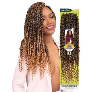 Glamourtress, wigs, weaves, braids, half wigs, full cap, hair, lace front, hair extension, nicki minaj style, Brazilian hair, crochet, hairdo, wig tape, remy hair, Janet Collection Nala Tress Crochet Braid Passion Twist Braid 18"