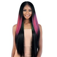 Glamourtress, wigs, weaves, braids, half wigs, full cap, hair, lace front, hair extension, nicki minaj style, Brazilian hair, crochet, hairdo, wig tape, remy hair, Motown Tress Synthetic Hair HD Invisible 13X6 Lace Faux Skin Wig - LS136.CHIC
