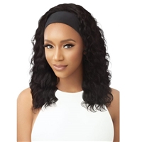 Glamourtress, wigs, weaves, braids, half wigs, full cap, hair, lace front, hair extension, nicki minaj style, Brazilian hair, crochet, hairdo, wig tape, remy hair, Outre 100% Unprocessed Human Hair Headband Wig - WET & WAVY BOHO DEEP 20