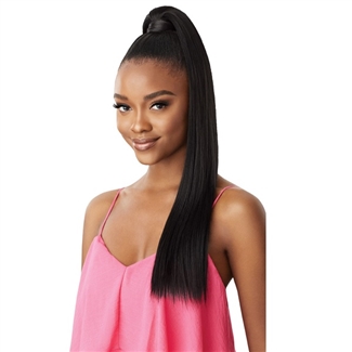 Glamourtress, wigs, weaves, braids, half wigs, full cap, hair, lace front, hair extension, nicki minaj style, Brazilian hair, crochet, hairdo, wig tape, remy hair, Lace Front Wigs, Remy Hair, Outre Premium Synthetic Pretty Quick Ponytail SLEEK STRAIGHT 24