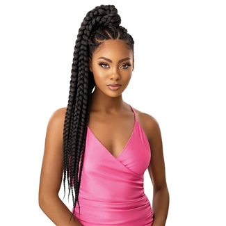 Glamourtress, wigs, weaves, braids, half wigs, full cap, hair, lace front, hair extension, nicki minaj style, Brazilian hair, crochet, hairdo, wig tape, remy hair, Lace Front Wigs, Outre Synthetic Wrap Pony Pretty Quick Ponytail - JUMBO BOX BRAID 32