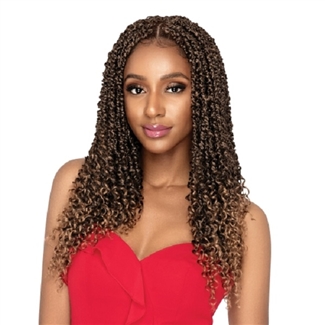 Glamourtress, wigs, weaves, braids, half wigs, full cap, hair, lace front, hair extension, nicki minaj style, Brazilian hair, crochet, hairdo, wig tape, remy hair, Outre Synthetic X-Pression Twisted Up Crochet Braids - PASSION WATERWAVE FEED TWIST 18