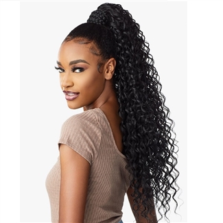 Glamourtress, wigs, weaves, braids, half wigs, full cap, hair, lace front, hair extension, nicki minaj style, Brazilian hair, crochet, hairdo, wig tape, remy hair, Lace Front Wigs, Sensationnel Synthetic Ponytail Instant Pony Wrap - BRAIDED DEEP 28