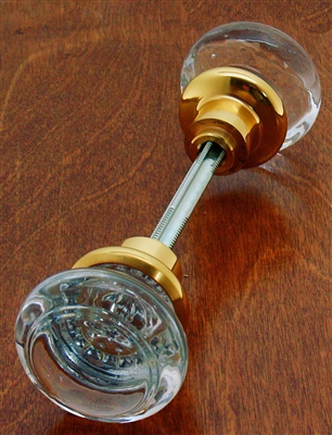 21301 - ROUND CRYSTAL KNOB W/ SOLID BRASS SHANK