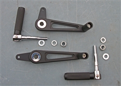 Black CNC Alloy Universal Folding Rear-set Foot Pegs and Levers Cafe Classic Flat ** BLACK **