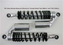 TEC Alloy Remote Reservoir Shocks for Triumph Street Twin (900cc) and T120 (1200cc)