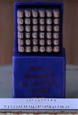 1.5mm Arial Font Metal Number and Uppercase Letter Alphabet Stamp Combination Set - SGCS-1.5MM