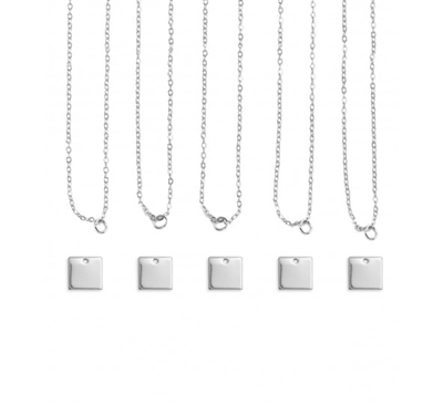 Impress Art Personal Impressions 11mm Square Silver Plated 5 Necklace Metal Stamping Kit - 5 Pack - SGPI26 - 5