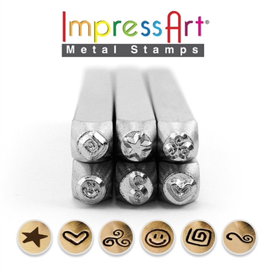 Impress Art Symbols & Shapes Series 3 (6 Pack) Metal Design Stamp Set - SGSC15K-N-6PC