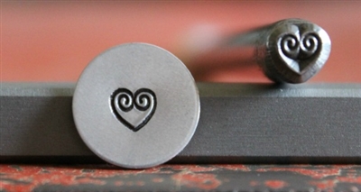 Whimsical Design Heart with Swirls Metal Design Stamp - SGWM-2