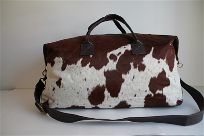 Brown/White Cow Hide Weekend Duffel - Lg