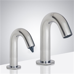 Fontana Reno Goose Neck Chrome Finish Dual Commercial Automatic Sensor Faucet And Soap Dispenser