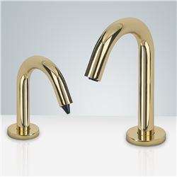 DUPLCIATE Fontana Milan Commercial Automatic Freestanding Polished Gold Dual Sensor Faucet And Soap Dispenser