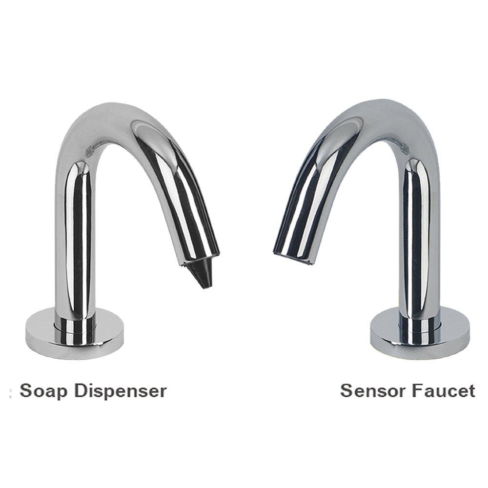 DUPLICATE Fontana Denver Goose Neck Chrome Finish Dual Automatic Commercial Sensor Faucet And Soap Dispenser