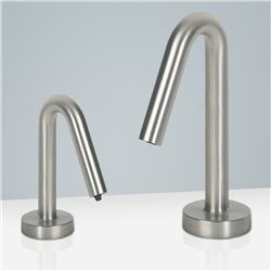 DUPLICATE Fontana Inverted V-Shaped Brushed Nickel Finish Freestanding Dual Automatic Commercial Sensor Faucet And Soap Dispenser