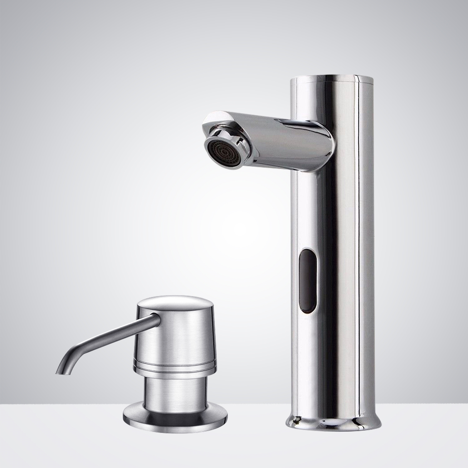 Commercial Chrome Automatic Sensor Faucet with Manual Soap Dispenser