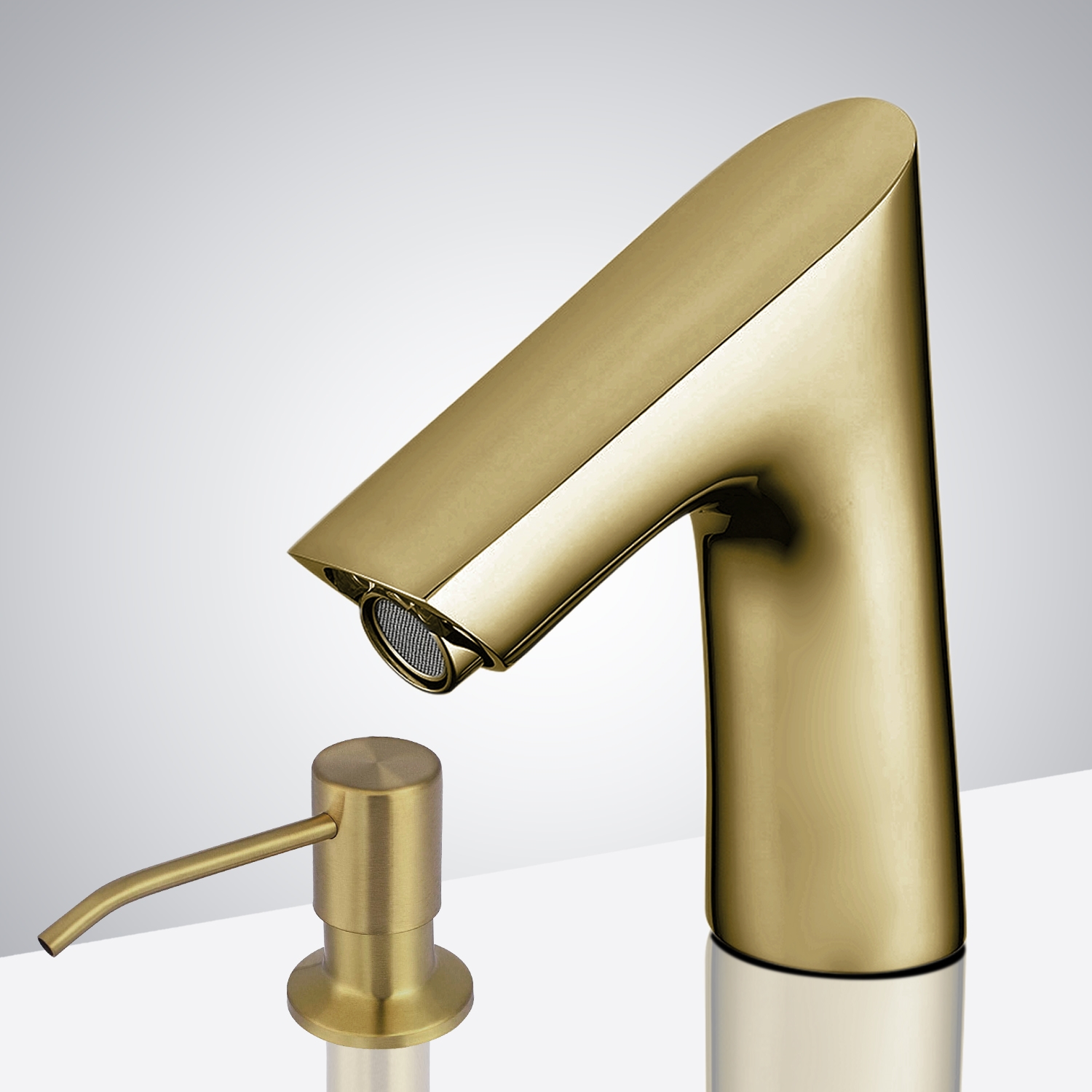 Fontana Commercial Brushed Gold Touch less Automatic Sensor Faucet & Manual Soap Dispenser