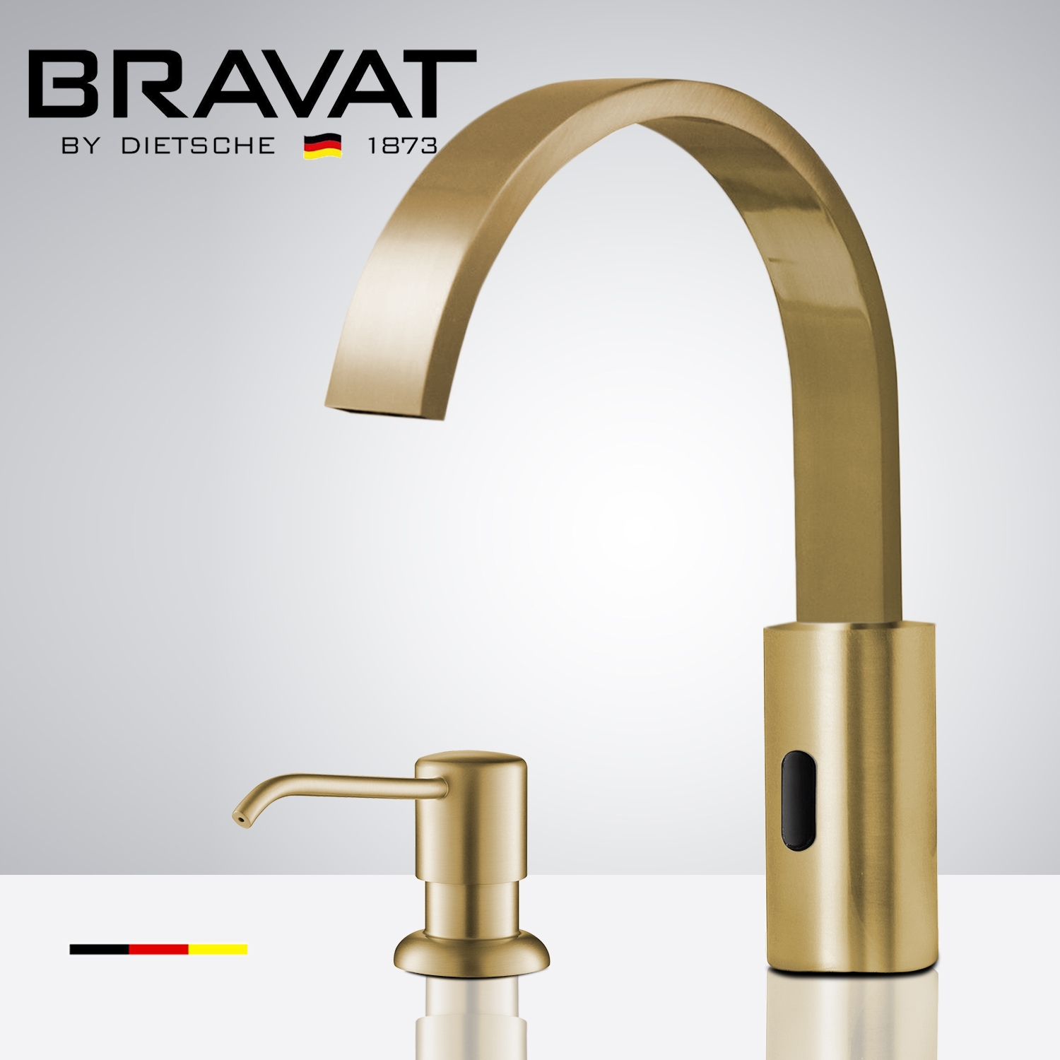 Fontana Commercial Brushed Gold Touch less Automatic Sensor Faucet & Manual Soap Dispenser