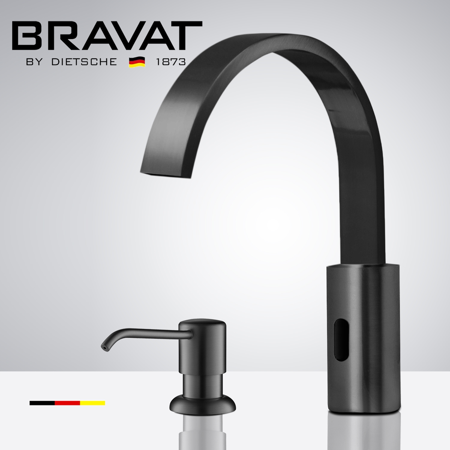 Fontana Commercial Matte Black Touch less Automatic Sensor Faucet & Manual Soap Dispenser