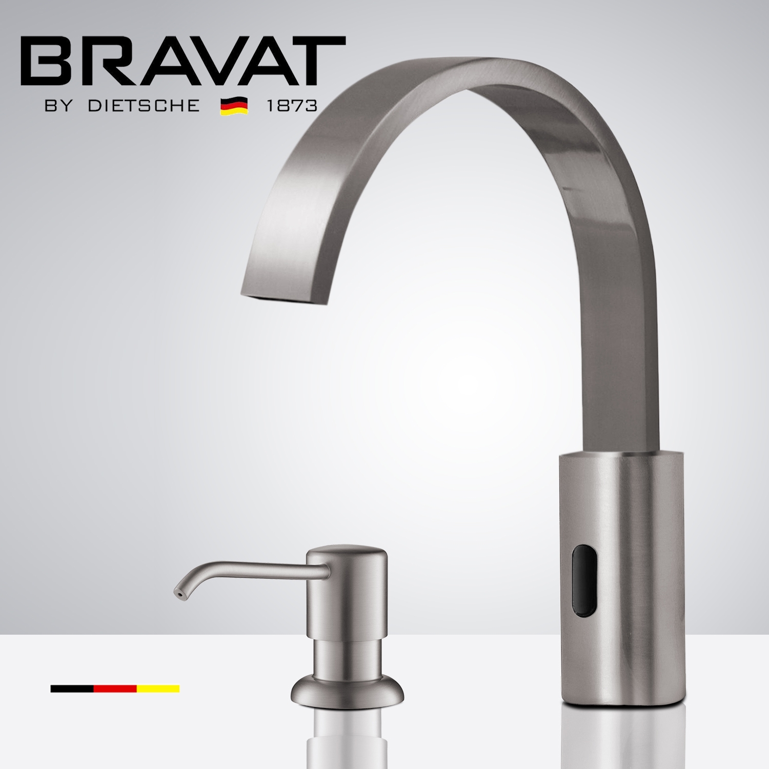 Fontana Commercial Brushed Nickel Touch less Automatic Sensor Faucet & Manual Soap Dispenser