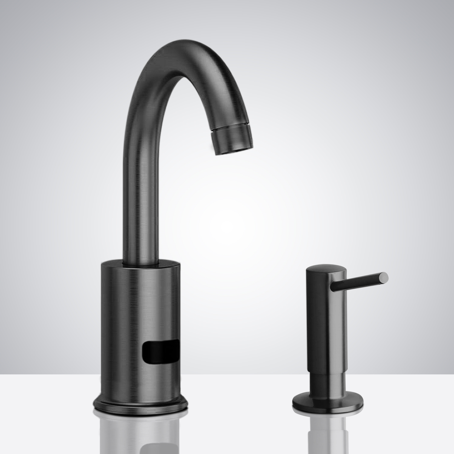 Fontana Commercial Matte Black Touchless Automatic Sensor Faucet & Manual Soap Dispenser