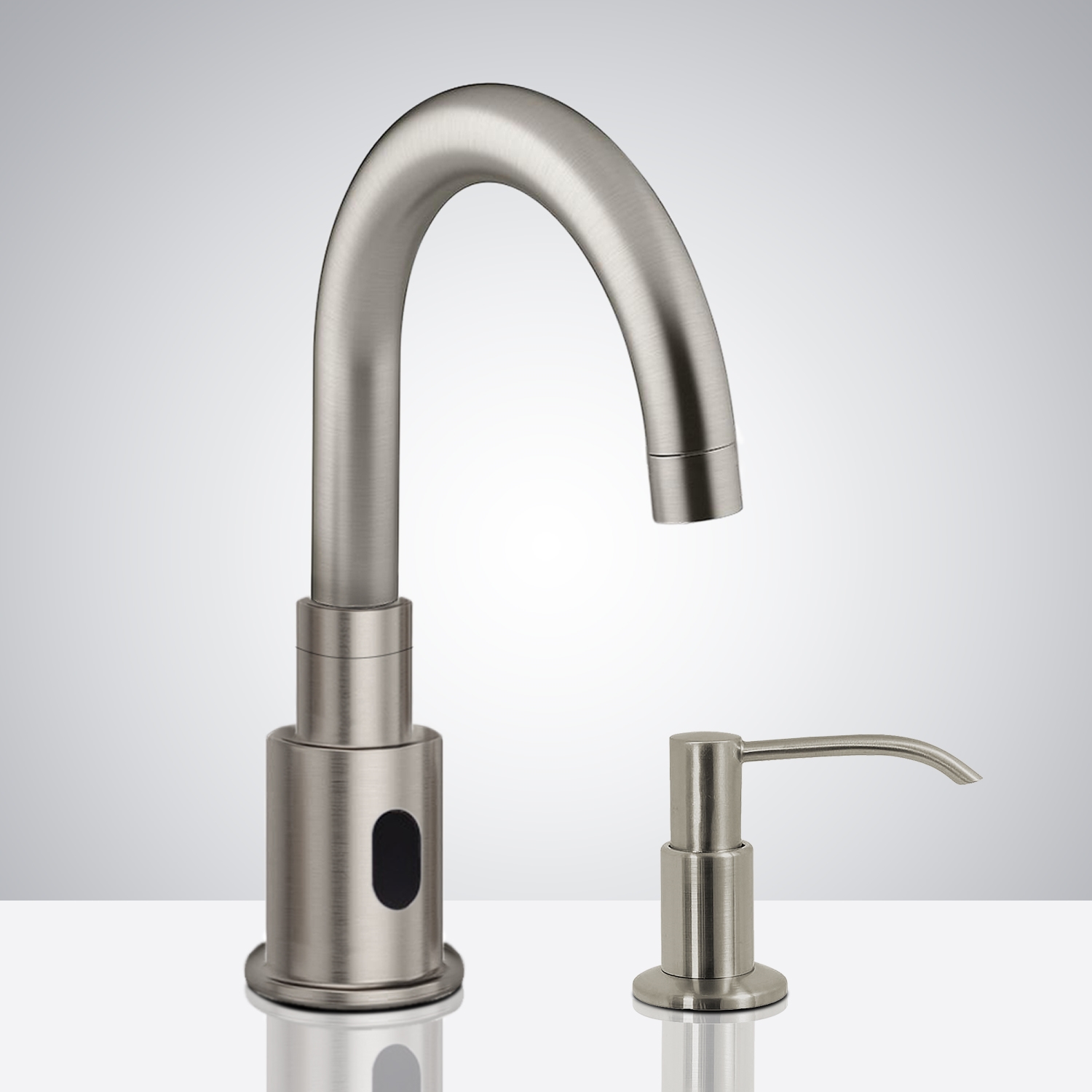 Fontana Commercial Brushed Nickel Touchless Automatic Sensor Faucet & Manual Soap Dispenser