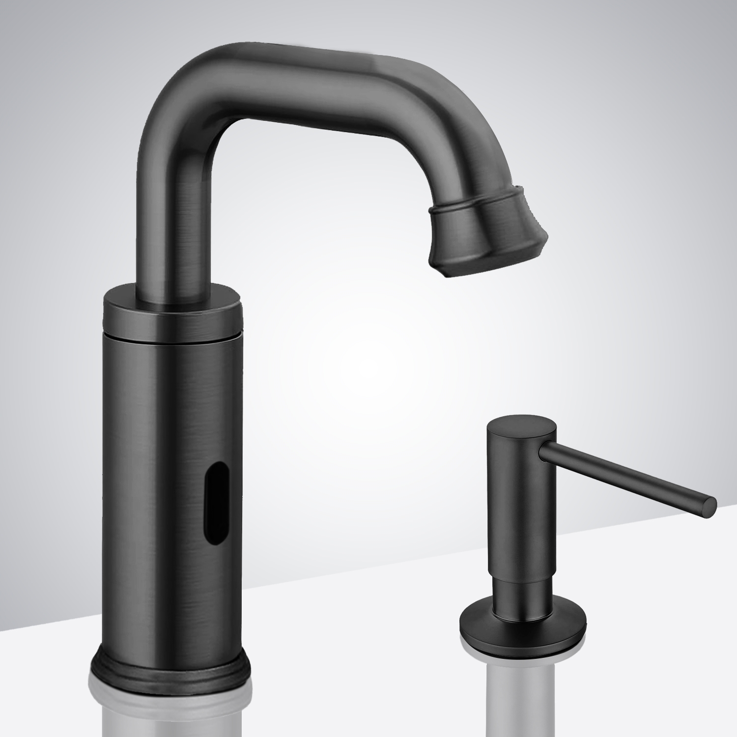 Fontana Commercial Matte Black Touchless Automatic Faucet & Manual Soap Dispenser