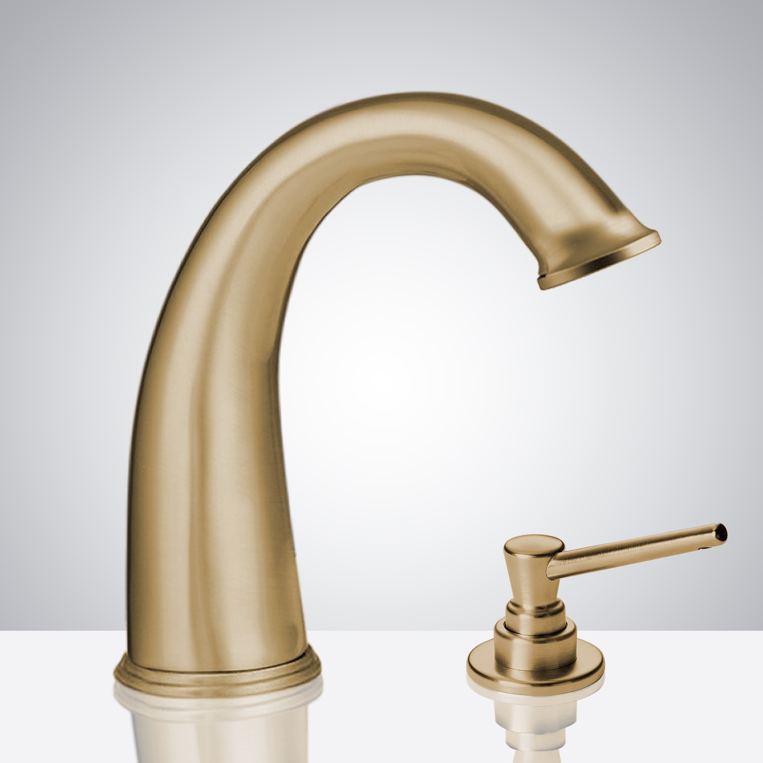 Commercial Brushed Gold Touchless Automatic Sensor Faucet & Manual Soap Dispenser