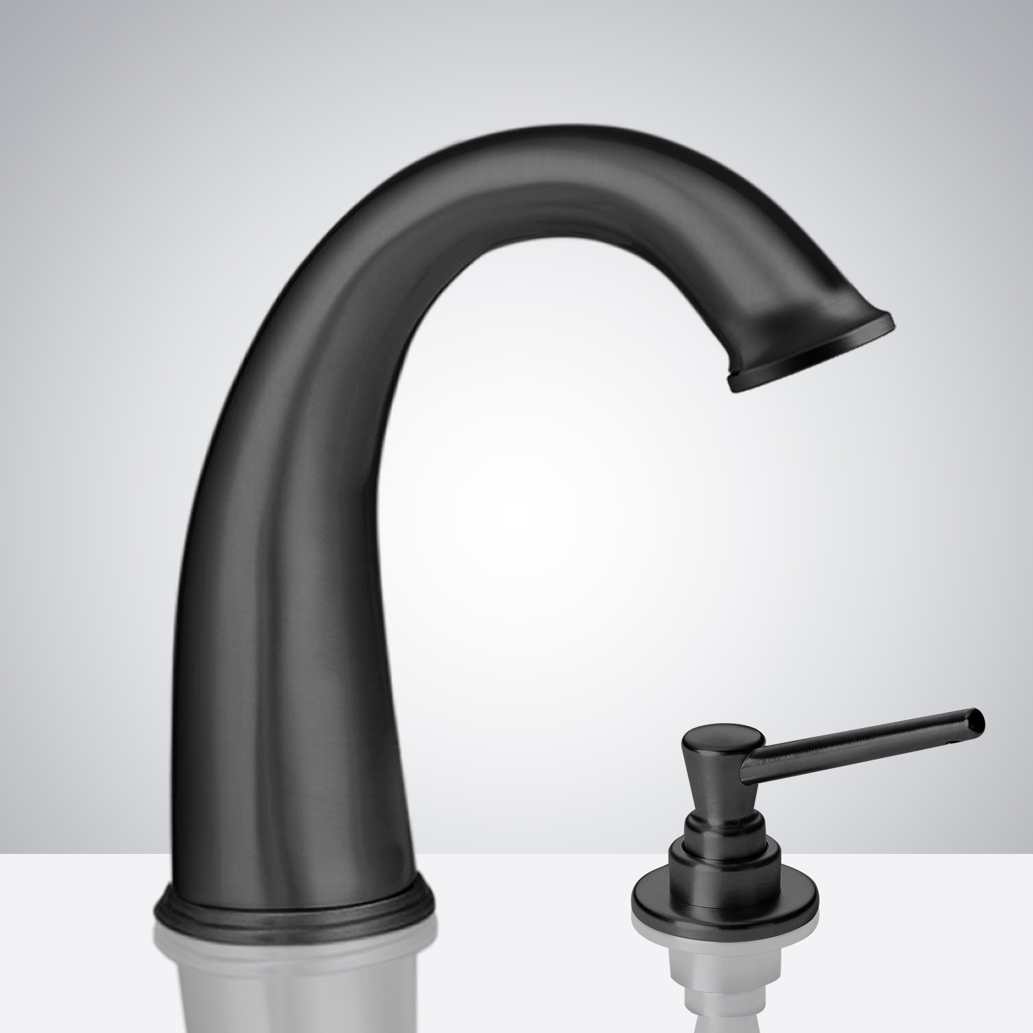 Fontana Commercial Matte Black Touchless Automatic Sensor Faucet & Manual Soap Dispenser