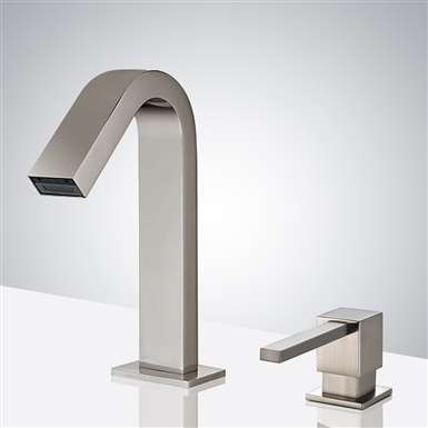 Fontana Commercial Brushed Nickel Touch less Automatic Sensor Faucet & Manual Soap Dispenser