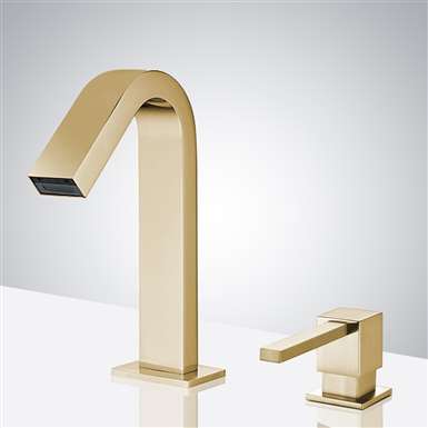Fontana Commercial Brushed Gold Touch less Automatic Sensor Faucet & Manual Soap Dispenser