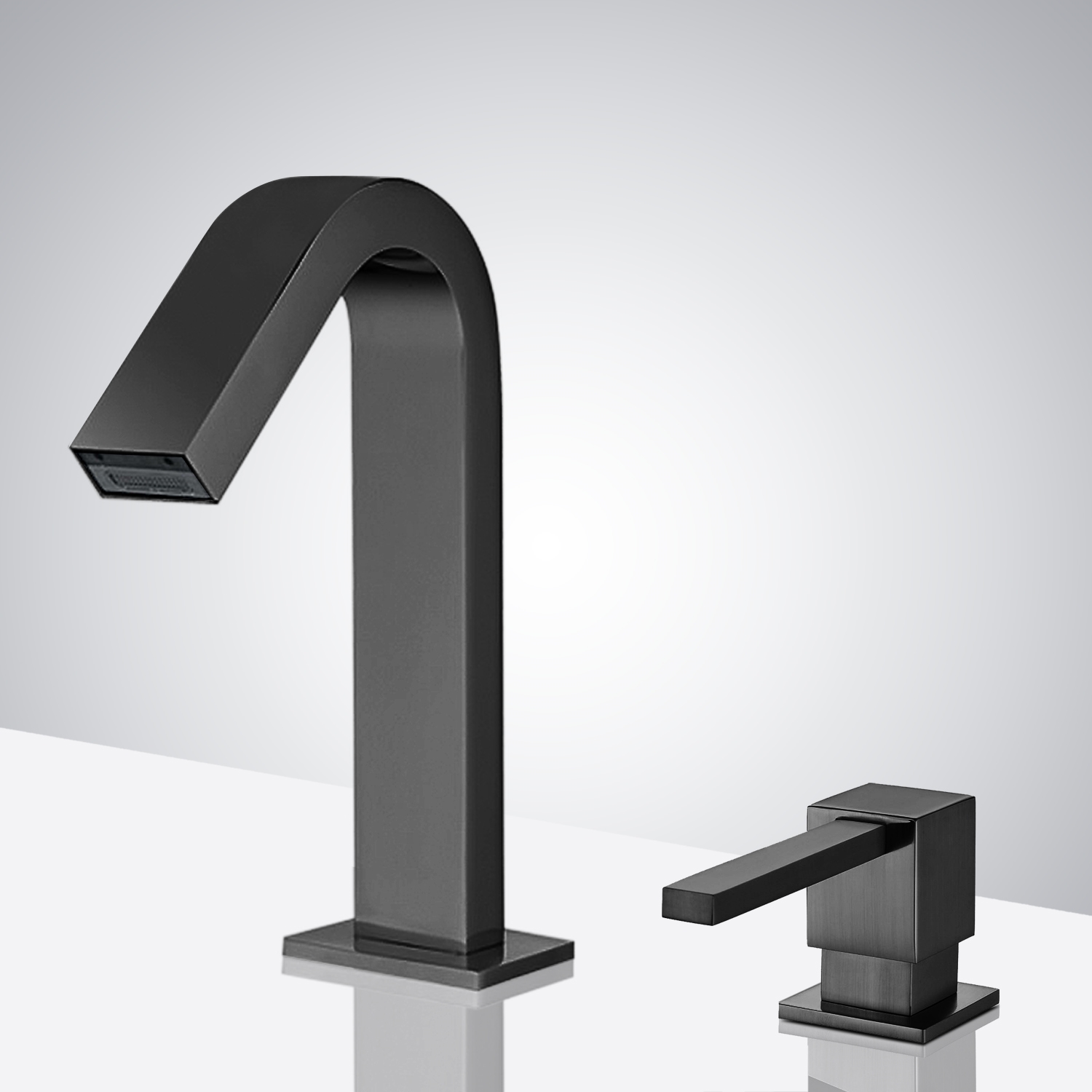 Fontana Commercial Matte Black Touch less Automatic Sensor Faucet & Manual Soap Dispenser