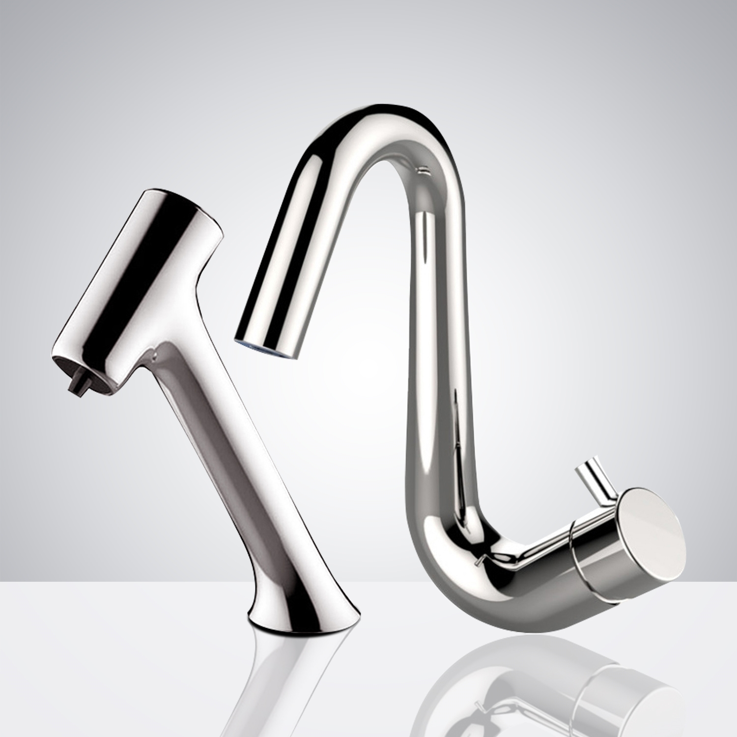 Fontana Le Havre Chrome Finish Freestanding Automatic Commercial Sensor Faucet & Automatic Soap Dispenser