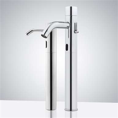 Fontana Bavaria Chrome Motion Sensor Faucet & Automatic Soap Dispenser for Restrooms