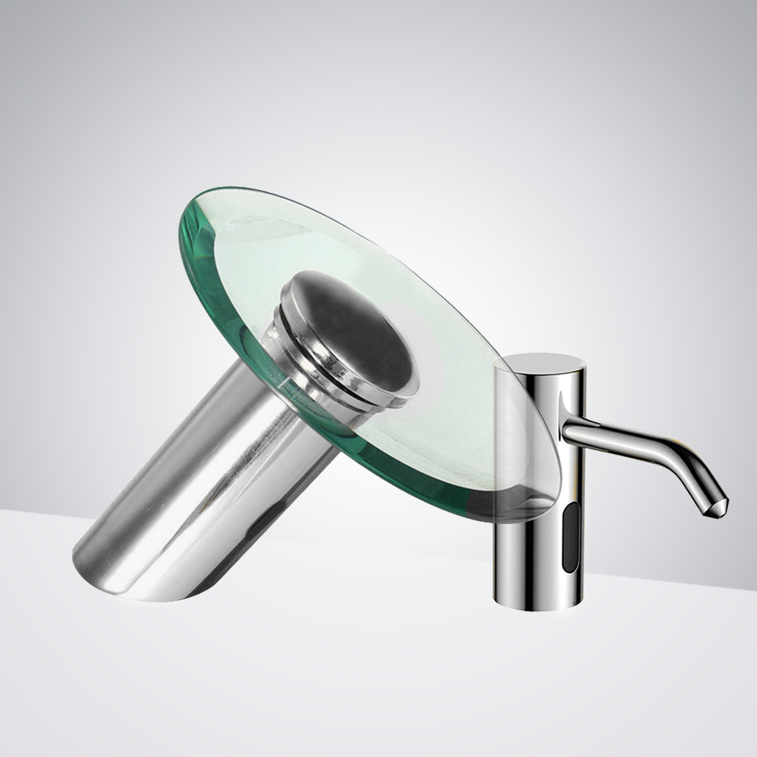 DUPLICATE Fontana Sénart Chrome Waterfall Motion Sensor Faucet & Automatic Liquid Foam Soap Dispenser for Restrooms in Chrome