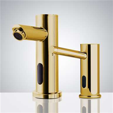 Fontana Gold Motion Sensor Faucet & Touch Free Automatic Wall Mount Soap Dispenser for Restrooms